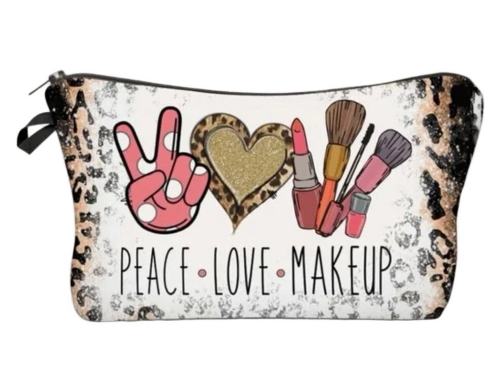 🏷 Leopard ✌🏻♡ 💄 NEW Lettered Graphic Cosmetic Travel Bag - Picture 2 of 9